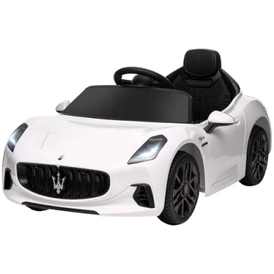 Afbeelding van AIYAPLAY Maserati Gran Turismo Folgore gelicentieerde elektrische auto voor kinderen, 12 V elektrisch voertuig met afstandsbediening 2,4 G, led koplampen, muziek, claxon, MP3, kinderen van 3