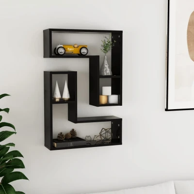 Afbeelding van vidaXL Wandschappen 2 st 50x15x50 cm spaanplaat zwart