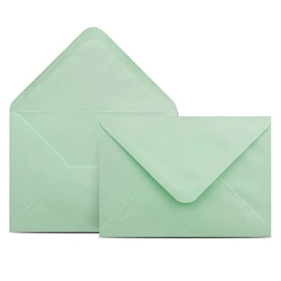 Afbeelding van Colours 4 you Enveloppen, 50 stuks, DIN C6, mintgroen, 11,4 x 16,2 cm, enveloppen met natte sluiting, puntige klep, zonder venster