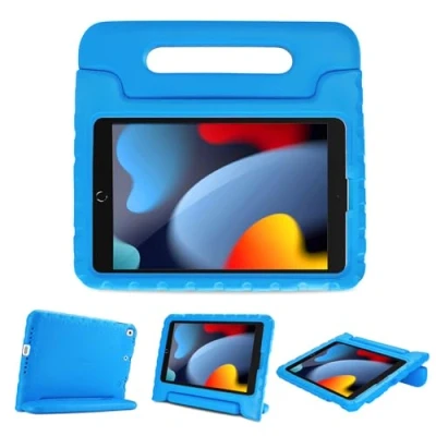 Afbeelding van ProCase Kinderhoes voor iPad 10.2 7e Generatie / Pro 10.5 Air 3, Ultra Lichtgewicht Schokbestendig Kindvriendelijke Beschermhoes Robuuste hoes met Handvatstandaard Blauw