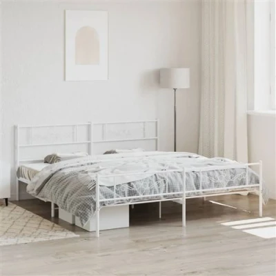 Afbeelding van vidaXL Bedframe met hoofd en voeteneinde metaal wit 200x200 cm