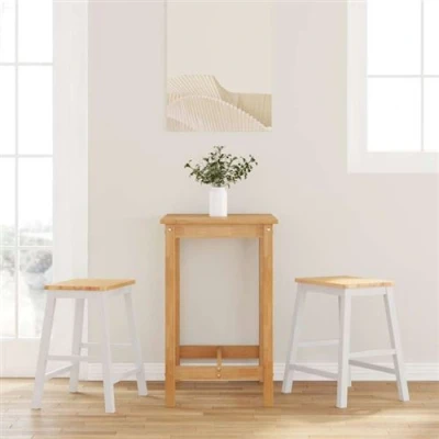 Image de VidaXL Chaises de bar 2 pcs blanc bois massif d&#039;hévéa4102581