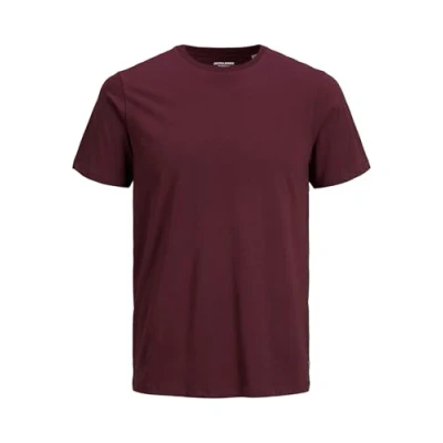 Image de JACK &amp; JONES T shirt uni à col rond pour homme, Rouge (détail du port royal : slim), S