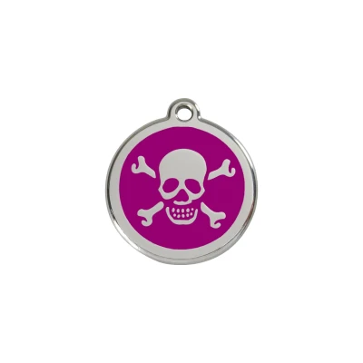 Afbeelding van Cross Bone Purple roestvrijstalen hondenpenning small/klein dia. 2 cm RedDingo