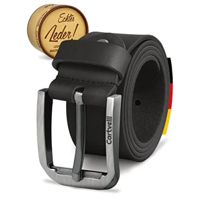 Afbeelding van Cartvelli Hoogwaardige leren riem voor heren, Made in Germany, met geschenkdoos, 40 mm echt lederen riem, grijs.