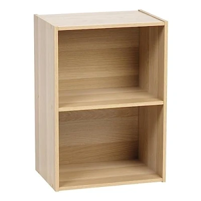 Image de Iris Ohyama, Meuble de Rangement en Bois, bibliothèque 40cm largeur, table chevet,2 Niveaux Étagère, Modulaire, Marron Clair, Solide, pour Salon, Bureau, Chambre, Livres, Assemblage Facile, CX 2