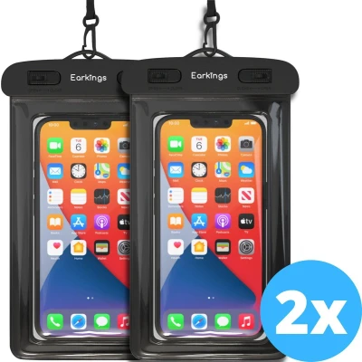 Afbeelding van Waterdichte telefoonhoesjes Set van 2 stuks zwart