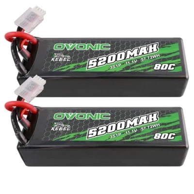 Afbeelding van OVONIC Lipo RC 3S 80C 5200mAh 11,1V batterij met harde EC5 stekker voor Monster Truck Truggy Buggy Hobby (2 stuks)