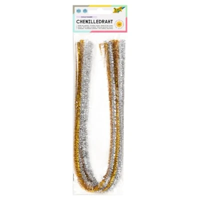 Afbeelding van chenilledraad Folia 50cm lang 10 stuks goud/zilver 8mm