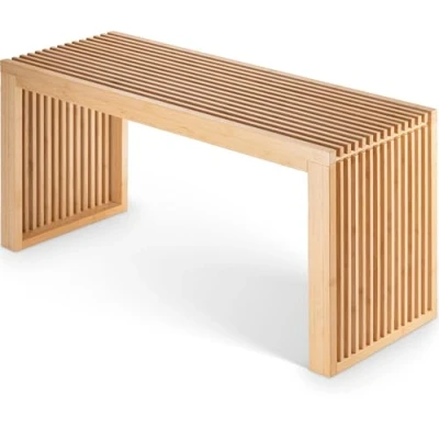 Afbeelding van Bamboe Bank Entreebank Badkamerbank Houten 90 x 33 43 cm Badkamermeubel Entreekast Woonkamermeubel