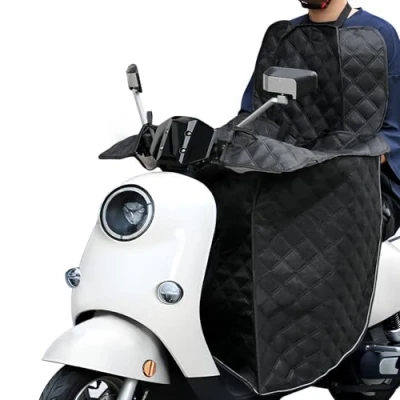 Afbeelding van Favoto Beenbescherming voor scooter, zonwering, zomer, regenhoes met reflecterende strepen, universeel, polyester, tweewielige pedaalvoertuigen, zwart