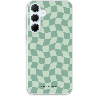 Afbeelding van Case Company® hoesje geschikt voor Samsung Galaxy A35 Grid Groen Soft Cover Telefoonhoesje Bescherming aan alle Kanten en Schermrand