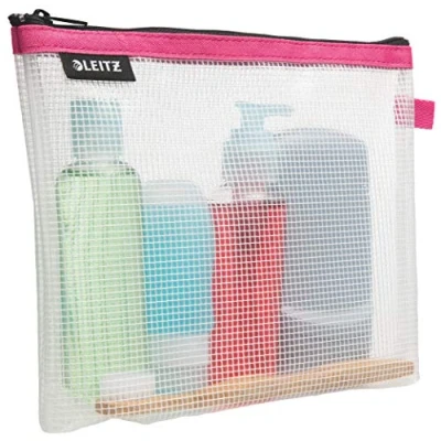 Afbeelding van Leitz WOW Reisetui Met 2 Vakken, Nylon Rits, Waterafstotend, Ideaal Als Toilettas, Geschikt Voor Op Reis (24x17x3 centimeter) Roze