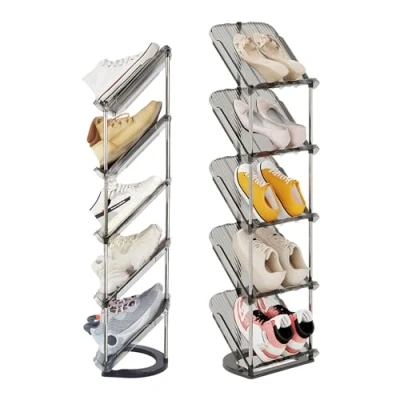 Afbeelding van Patinao Smalle schoenenrek met 5 niveaus, ruimtebesparend, schuin, schoenenrek, schoenenorganizer