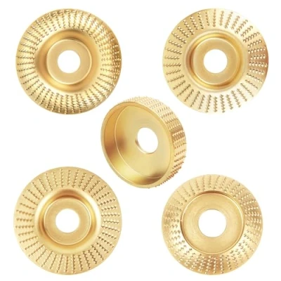 Afbeelding van Set van 5 schuurschijven voor haakse slijper, houtbewerkingsgereedschap, houtsnijwerk, schuren hout, zacht hardhout (goud)
