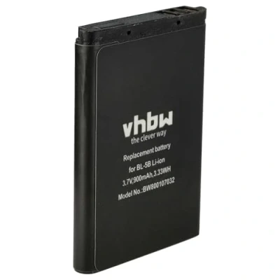 Afbeelding van vhbw Li ion batterij 900 mAh (3,7 V) compatibel met smartphone, telefoon, mobiele telefoon TOPBLUE V2.0 blu vervanging voor Nokia BL 5B.