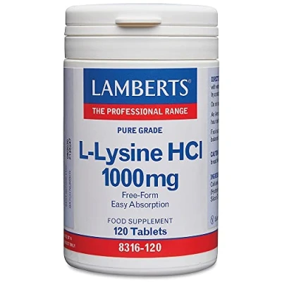 Afbeelding van Lamberts L Lysine 1000 mg 120 tabletten