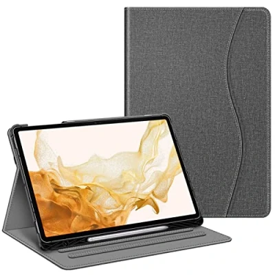 Afbeelding van Fintie Hoes voor Samsung Galaxy Tab S7 FE 2021/S7 Plus 2020 12.4 Inch, Multi Angle Folio Case Cover met S Pen Houder Document Slots en Auto Sleep/Wake Functie, (Denim Grijs)
