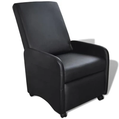 Afbeelding van vidaXL Fauteuil inklapbaar kunstleer zwart