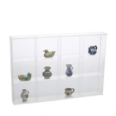 Afbeelding van Safe Safe, Acryl, Vitrine met schuifdeur, Mini 12 vakken Transparant afm: 300x45x200 mm. per st.