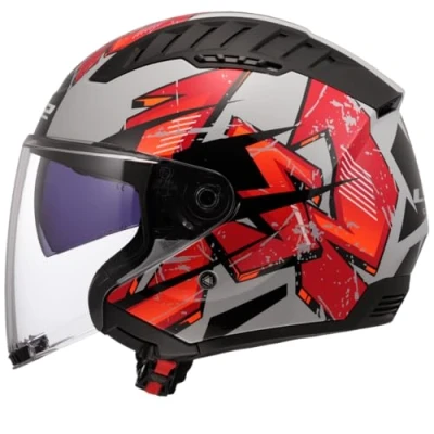Afbeelding van LS2 Helm Copter II Kanji OF600 grijs / rood maat S
