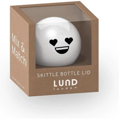 Afbeelding van Lund Skittle Drinkfles Dop Smiley Hartjes White / Stainless Steel