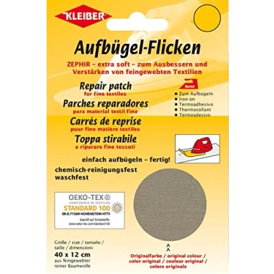 Image de Kleiber 40 x 12 cm Patch Coton thermocollant pour réparer Textiles à Mailles Fines, Beige