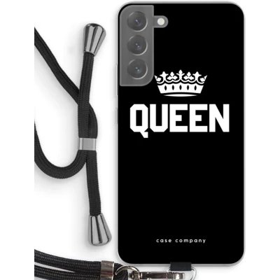Afbeelding van Case Company® hoesje met Koord geschikt voor Samsung Galaxy S22 Plus Queen Zwart Telefoonhoesje Bescherming aan alle Kanten en Over de Schermrand