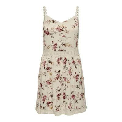 Afbeelding van ONLY Onlkarmen ANNE LIFE S/L WVN NOOS Jurk, Dames, Maat: 34, Creme brûlée