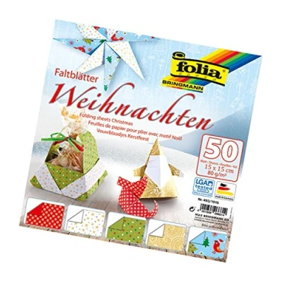 Afbeelding van folia 493/1515 kerstfluister 15 x cm 80 g/m² 50 vellen gesorteerd in 5 motieven ideaal voor prachtige figuren en vouwvormen