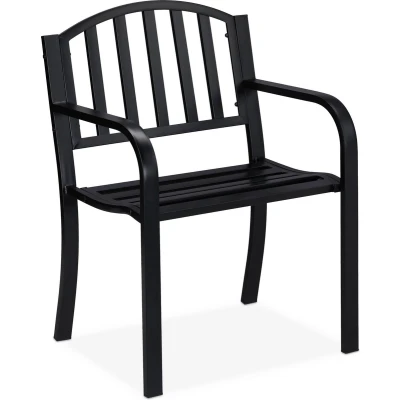 Afbeelding van Relaxdays tuinstoel modern 82 x 60 48,5 cm staal met armleuning extra breed