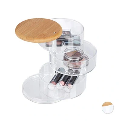 Afbeelding van Relaxdays make up organizer sieradendoos cosmetica beauty draaibaar doorzichtig