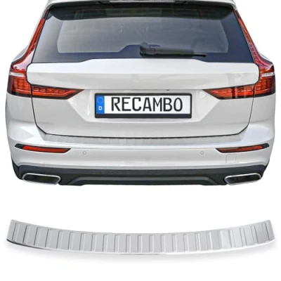 Afbeelding van RECAMBO bumperbescherming in mat geborsteld roestvrij staal met textuur Compatibel Volvo V60 2 bouwjaar vanaf 2018 stijl en