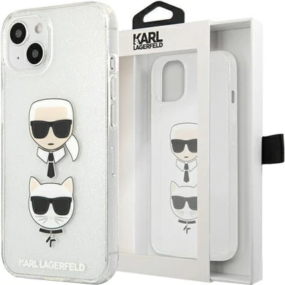 Afbeelding van Karl Lagerfeld KLHCP13SKCTUGLS iPhone 13 mini 5.4 zilver/zilver hardcase Glitter Karl`s &amp; Choupette