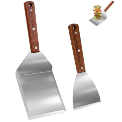 Afbeelding van Kureny Barbecuespatelset, roestvrij staal, BBQ bestekset, gereedschapsset, teppanyaki, camping, platte plaat, barbecue