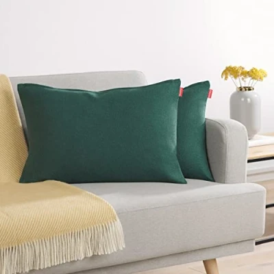 Afbeelding van Blumtal Chenille Kussenslopen Set van 2 Zacht en met Blinde Rits Kussenhoes 40 x 60, Botanical Green Groen