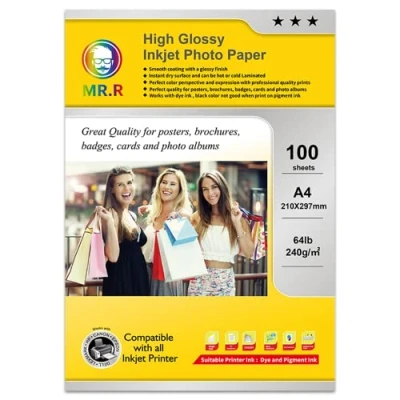 Afbeelding van MR.R 100 vellen fotopapier voor inkjetprinters, DIN A4, 210 x 297 mm, 240 g/m²
