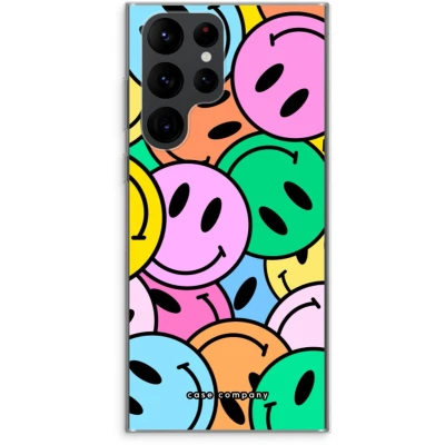 Afbeelding van Case Company® hoesje geschikt voor Samsung Galaxy S22 Ultra Smiley N1 Soft Cover Telefoonhoesje Bescherming aan alle Kanten en Schermrand