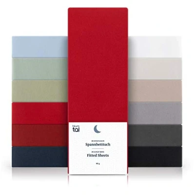 Afbeelding van Blumtal Basics Hoeslaken, 90 x 190 30 cm, hoeslaken 200 hoogwaardige microvezel, zacht, duurzaam, kreukvrij, OEKO TEX gecertificeerd, rood