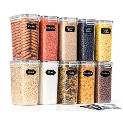 Afbeelding van GoMaihe Set van 10 voorraaddozen 2 liter: luchtdichte met deksel, keukenopbergdoos voor muesli, meel, pasta en suiker, BPA vrij, veilig