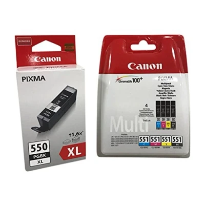 Afbeelding van 5 stuks originele XL inktcartridges zwart + inktpatronen voor Canon Pixma IP 7250 IP7250