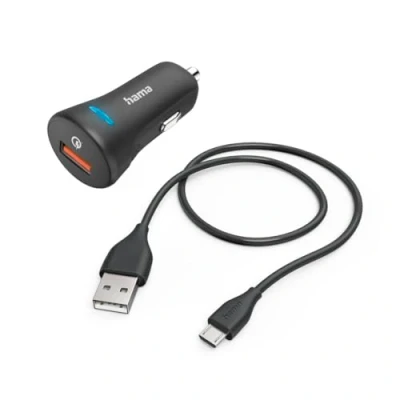 Afbeelding van Hama Auto Snellader Met Oplaadkabel Micro Usb Qc 19,5 W 1,5 M Zwart