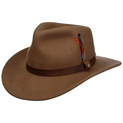 Afbeelding van STETSON Oklahoma Western Vilten Hoed voor heren Outdoor rodeo met lederen hoofdband lente zomer, Bruin