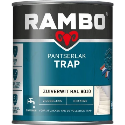 Afbeelding van Rambo Pantserlak Trap Dekkend Zijdeglans RAL 9010 2,5 liter
