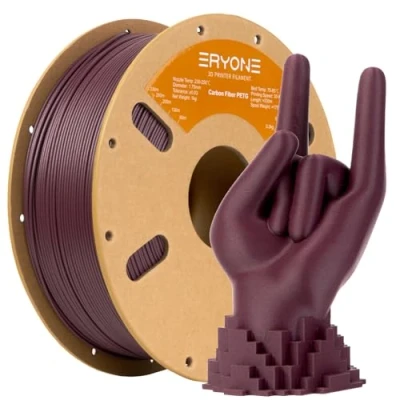 Afbeelding van ERYONE PETG koolstofvezel filament 1,75 mm, maatnauwkeurigheid +/ 0,03 spoel 1 kg, roodachtig paars