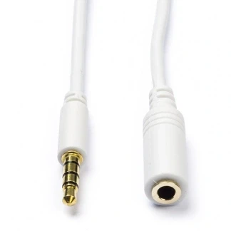 Afbeelding van 3.5 mm jack verlengkabel Goobay 3 meter (4 polig, Stereo, Verguld, 100% koper, Wit)