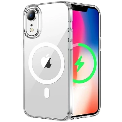 Afbeelding van Beschermhoes voor iPhone XR 6,1 inch, compatibel met MagSafe, krasbestendig, antislip beschermende structuur, klassieke stijl transparant