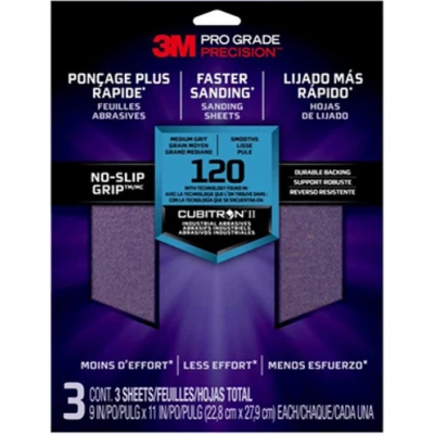 Afbeelding van 3M Pro Grade Precision schuurpapier (3 vellen) korrel 120 (middel)