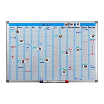 Afbeelding van Relaxdays whiteboard planner magneetbord planbord memobord magnetisch 60 x 90 cm maandplanner
