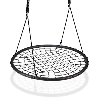 Afbeelding van Relaxdays Vogelnestschommel, net, 120 cm, om op te hangen, verstelbaar, voor kinderen, volwassenen, tuin, buiten, 150 kg, zwart
